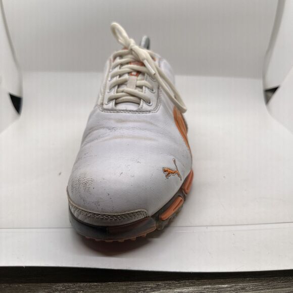 Puma Super Cell Fusion Ice Golf Shoes White, Orange, Silver Size 9.5 (18581607)